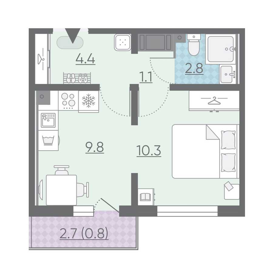 Однокомнатная квартира в : площадь 29.2 м2 , этаж: 10 – купить в Санкт-Петербурге